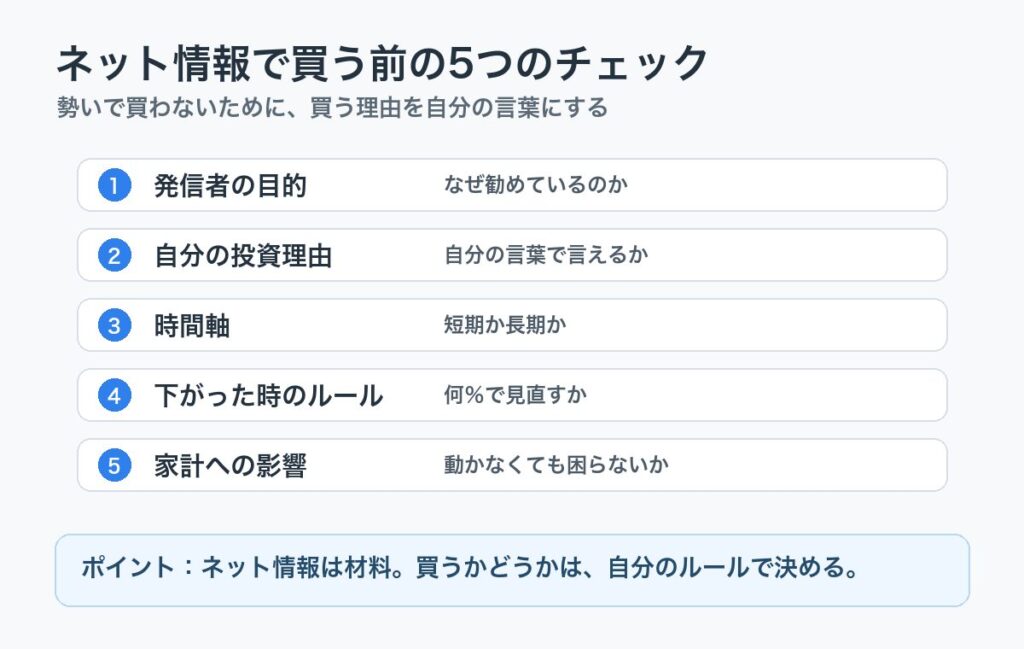 ネット情報で投資する前に確認したい5つのチェックリスト