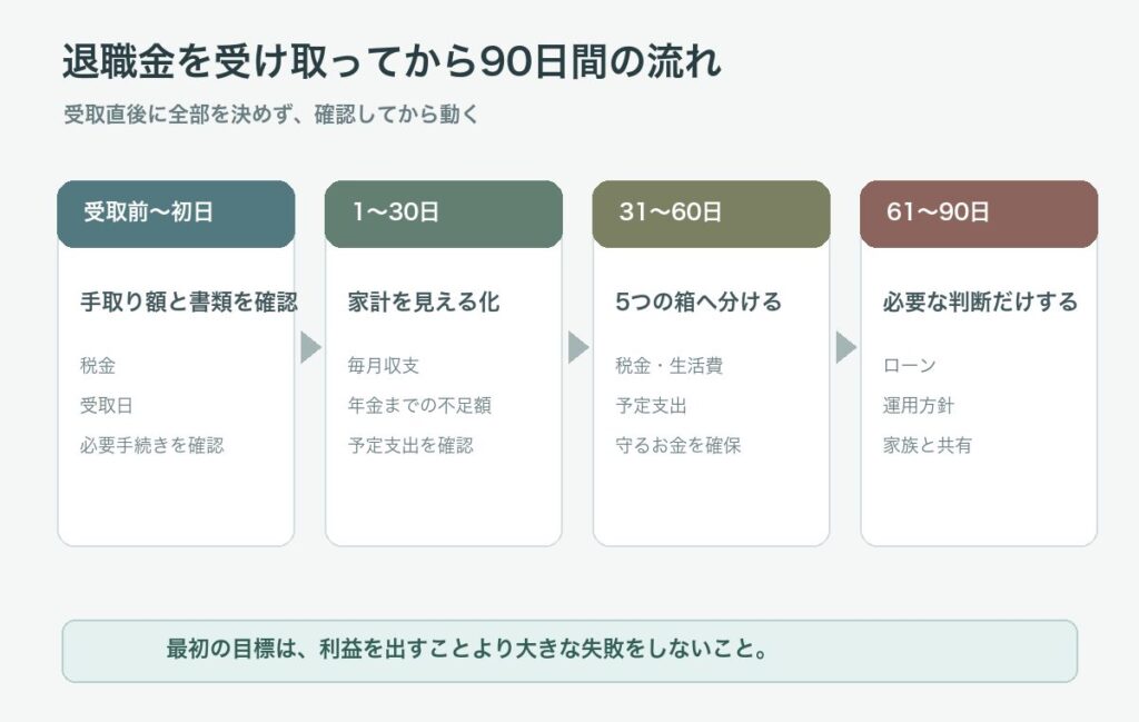 退職金受取後90日間の確認と判断の流れ