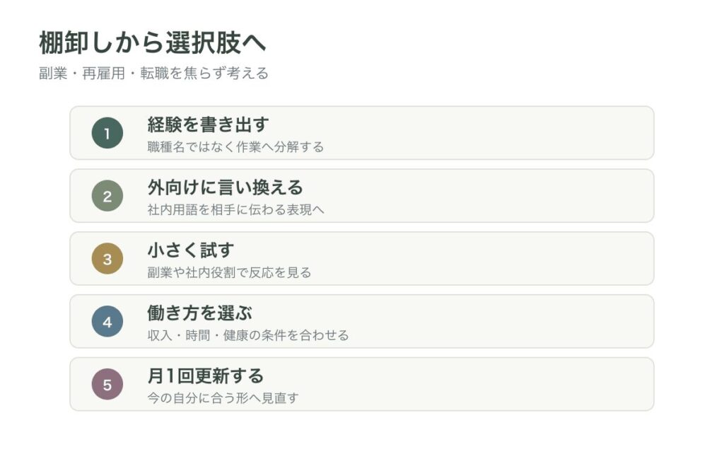 スキル棚卸しから働き方の選択肢へつなげる図