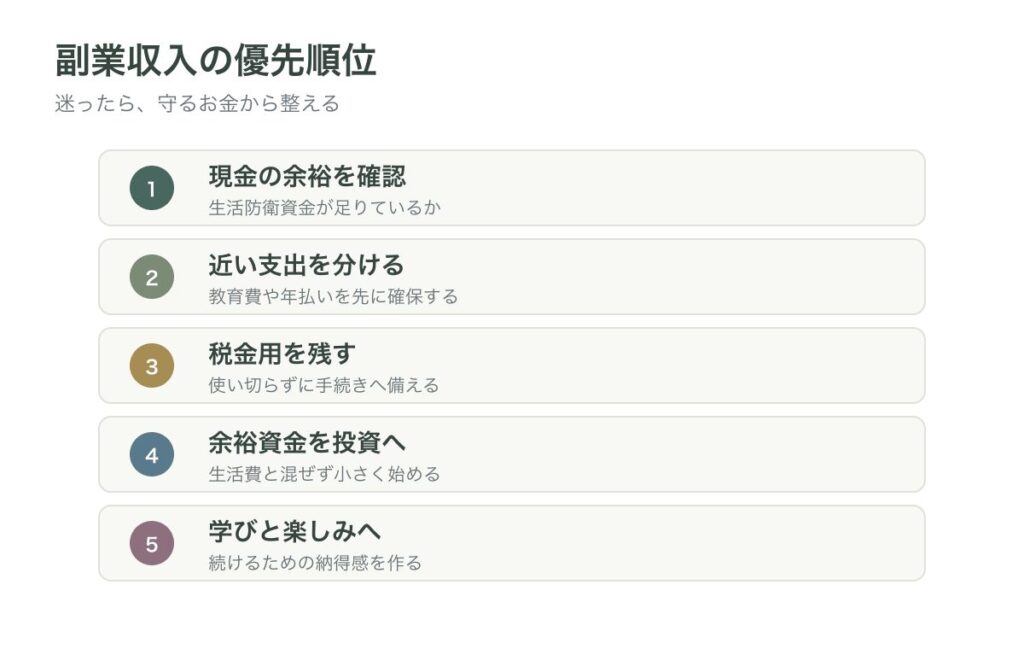 副業収入の使い道を決める優先順位フロー